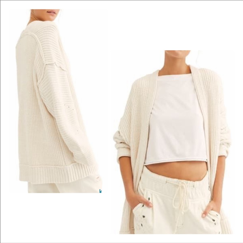 Free People High Hopes Cardigan Ivory open front